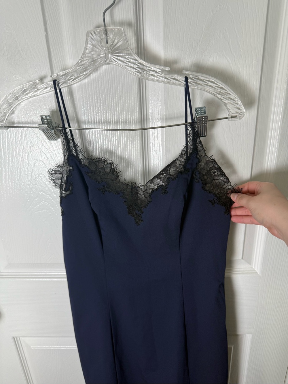 Staud Nadia Lace Trim Midi Dress in Navy S - Picture 4 of 10